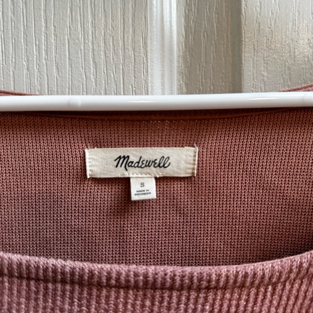 Rust color square neck, ribbed Madewell top